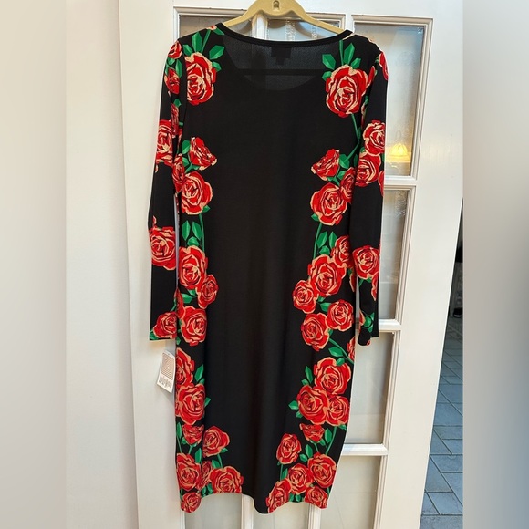 LuLaRoe Debbie Elegant Collection Metallic Rose Floral Midi Dress Size XL NWT - Picture 4 of 11